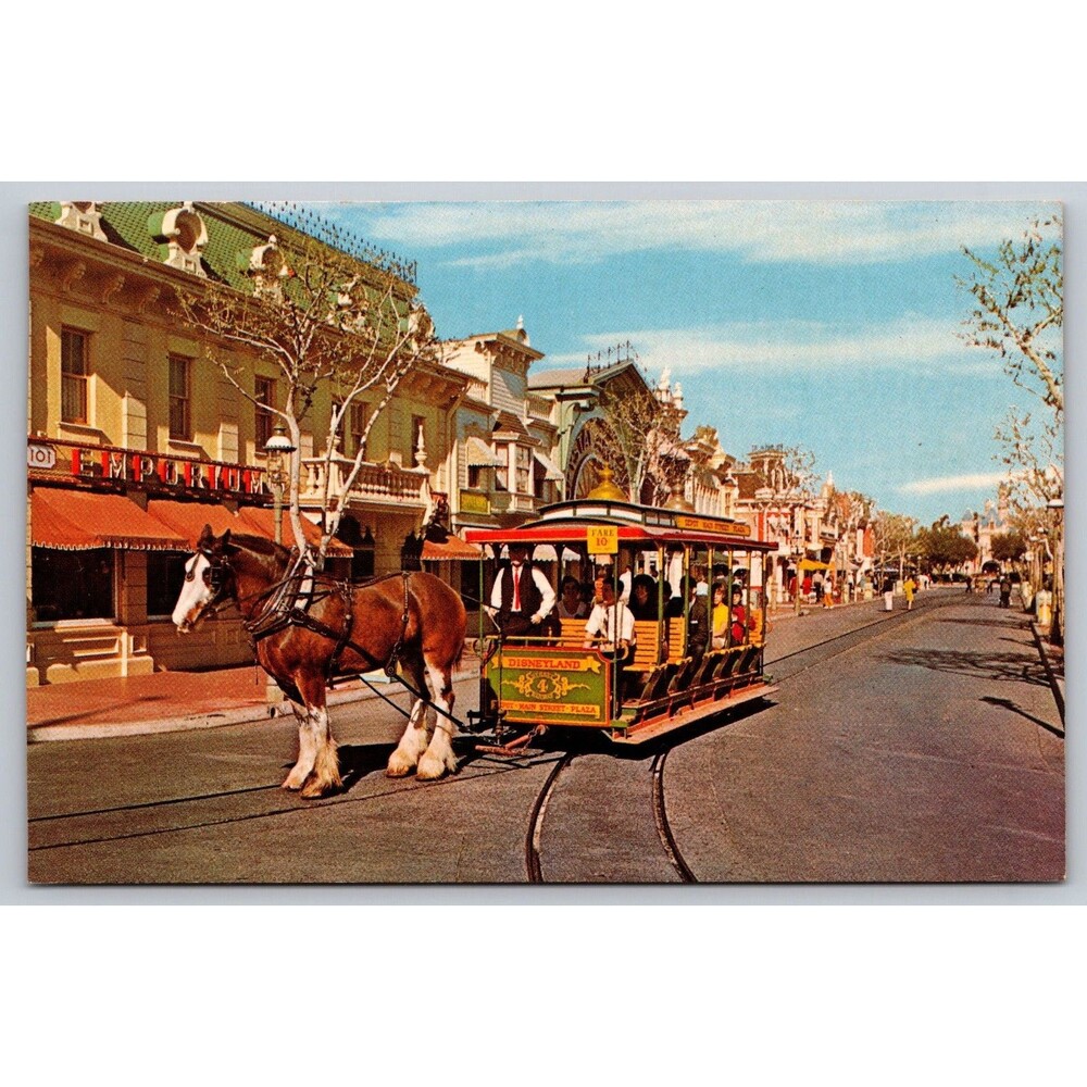 Vtg Disneyland Postcard Horse Drawn Street Car Main St USA DT-35936-C *READ*